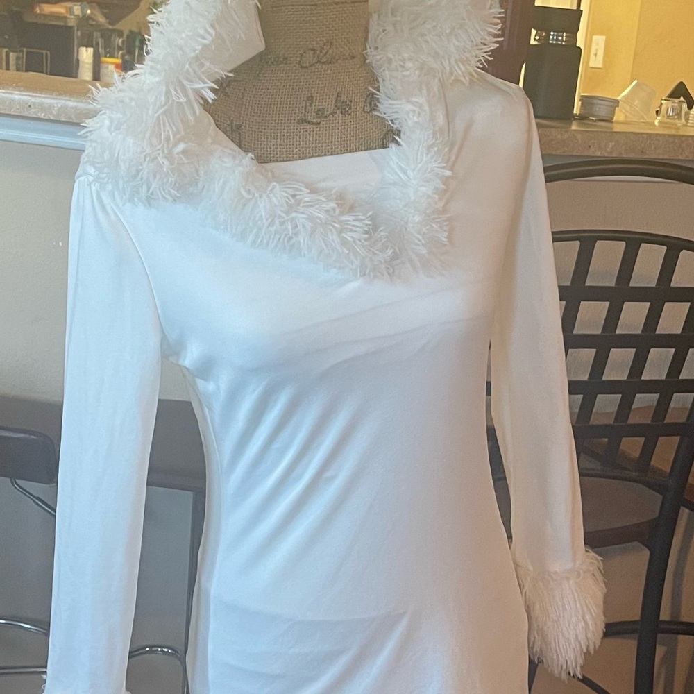 White Fuzzy Hooded Dress